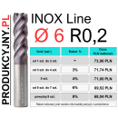 Frez z promieniem naroża fi 6 R0,2 INOX LINE